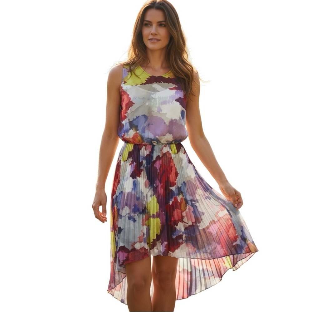 Guess Multicolor High Low Layered Dress NWOT XS